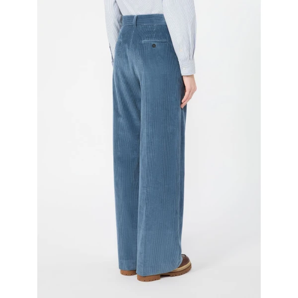 Max Mara Tania Cotton Corduroy Wide-Leg Trousers in Light Blue | Wide leg pants | Coveti