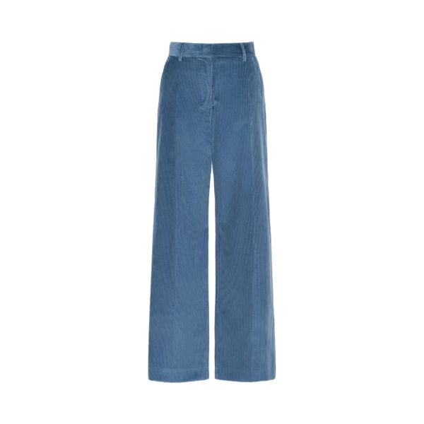 Max Mara Tania Cotton Corduroy Wide-Leg Trousers in Light Blue | Wide leg pants | Coveti