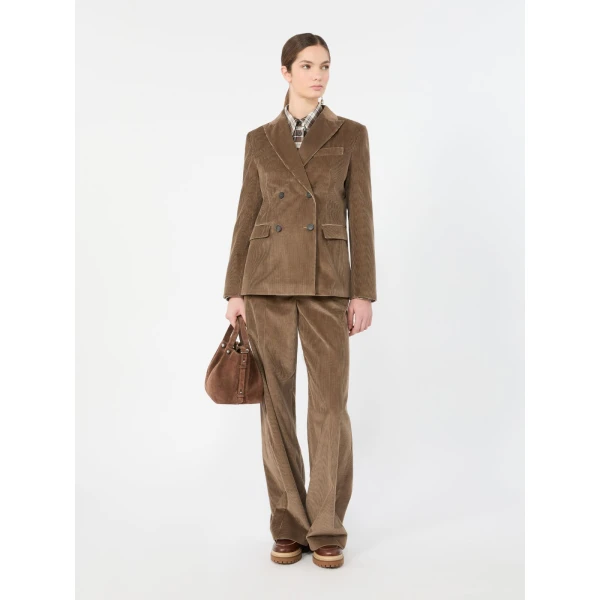 Max Mara Tania Cotton Corduroy Wide-Leg Trousers in Light Brown | Wide leg pants | Coveti