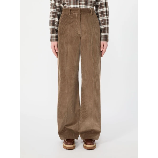 Max Mara Tania Cotton Corduroy Wide-Leg Trousers in Light Brown | Wide leg pants | Coveti