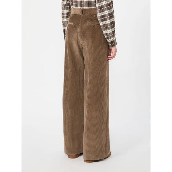 Max Mara Tania Cotton Corduroy Wide-Leg Trousers in Light Brown | Wide leg pants | Coveti