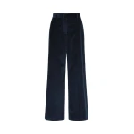 Max Mara Tania Cotton Corduroy Wide-Leg Trousers in Navy | Wide leg pants | Coveti
