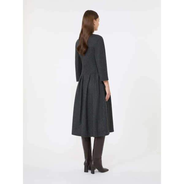 Max Mara Tania Flannel Jersey Midi Dress in Dark Grey | Midi Dresses | Coveti