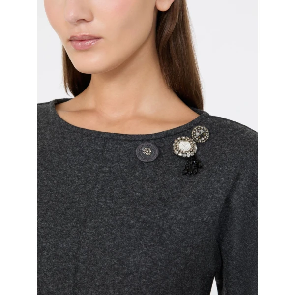Max Mara Tania Flannel Jersey Midi Dress in Dark Grey | Midi Dresses | Coveti