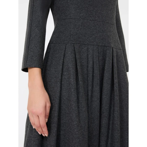Max Mara Tania Flannel Jersey Midi Dress in Dark Grey | Midi Dresses | Coveti