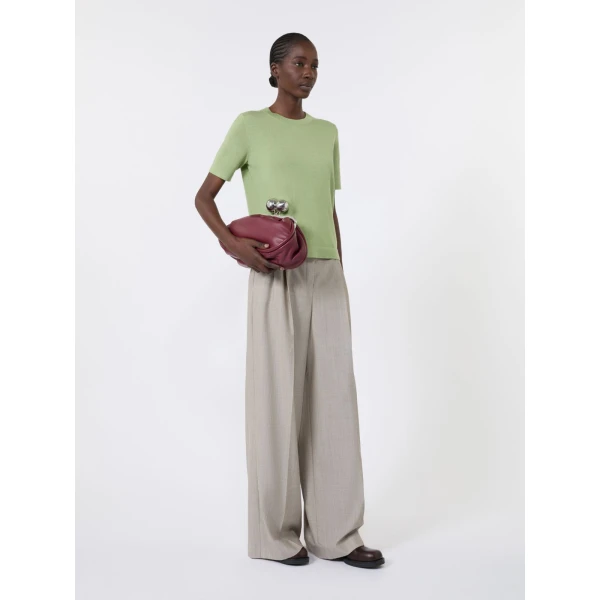 Max Mara Tapioca Wool Silk and Cashmere Jumper in Green | Sweaters | Coveti