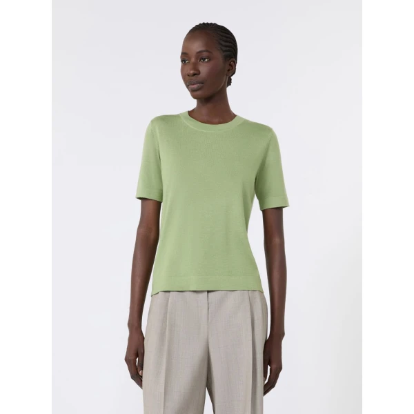 Max Mara Tapioca Wool Silk and Cashmere Jumper in Green | Sweaters | Coveti