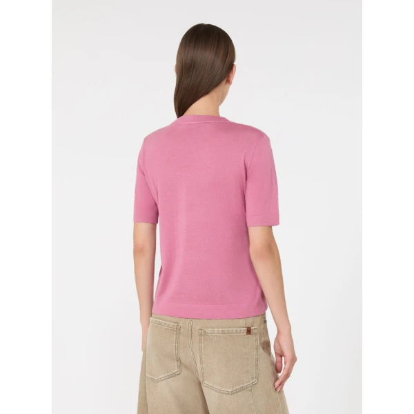 Max Mara Tapioca Wool Silk and Cashmere Jumper in Raspberry | Sweaters | Coveti