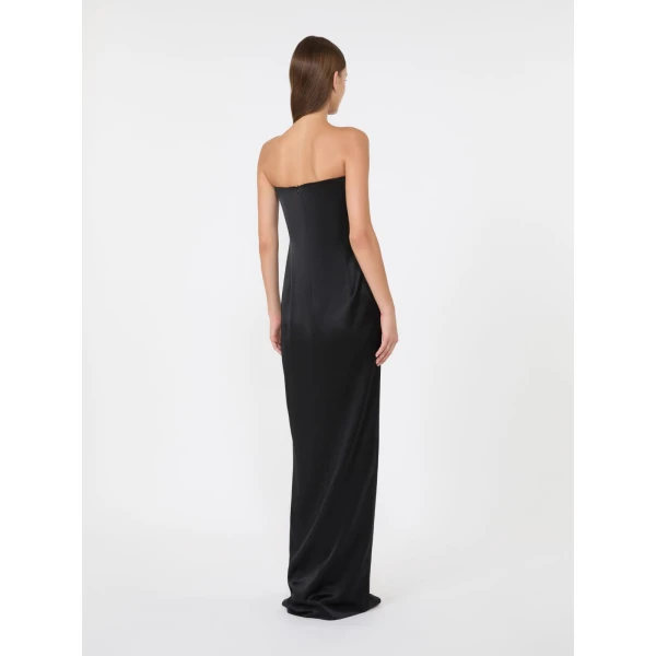 Max Mara Tappeto Long Silk Bustier Dress in Black | Maxi Dresses | Coveti