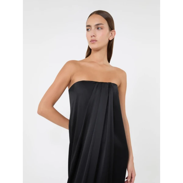 Max Mara Tappeto Long Silk Bustier Dress in Black | Maxi Dresses | Coveti