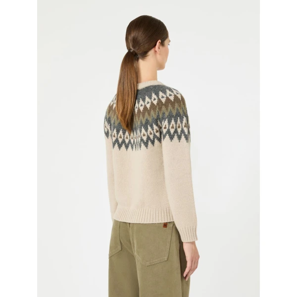 Max Mara Targa Alpaca and Wool Jacquard Cardigan in Beige | Cardigan | Coveti