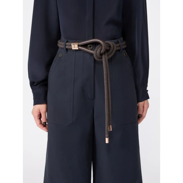 Max Mara Targa Waxed Cotton Belt in Dark Grey | Belts | Coveti