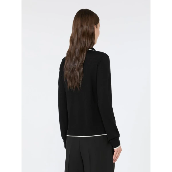 Max Mara Targa Wool and Silk Cardigan in Black and White | Cardigan | Coveti