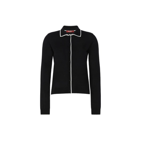 Max Mara Targa Wool and Silk Cardigan in Black and White | Cardigan | Coveti
