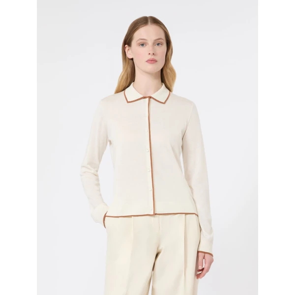 Max Mara Targa Wool and Silk Cardigan in White | Cardigan | Coveti