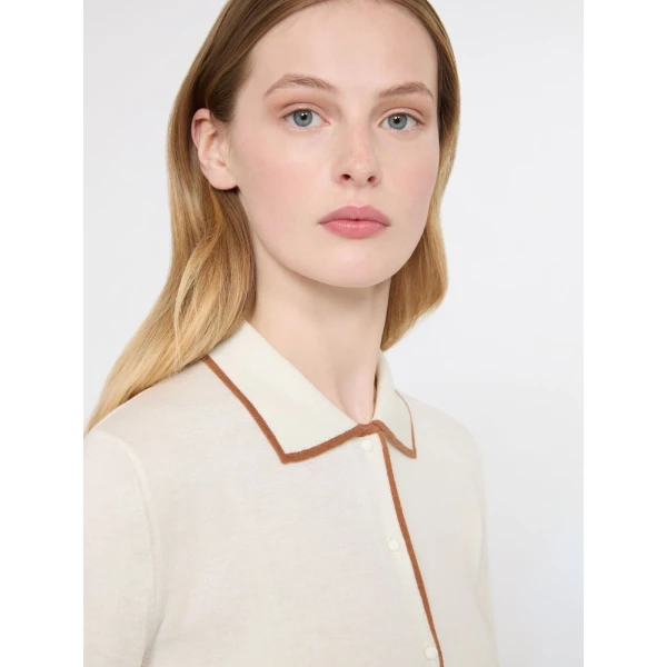 Max Mara Targa Wool and Silk Cardigan in White | Cardigan | Coveti