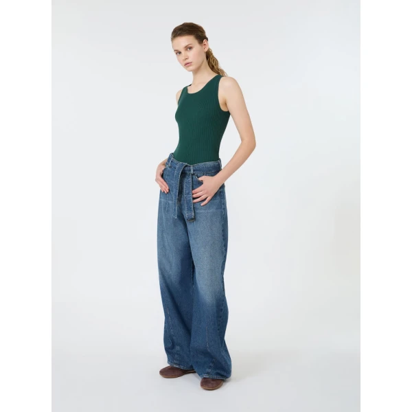 Max Mara Taro Sleeveless Stretch Viscose Top in Green | Sweaters | Coveti