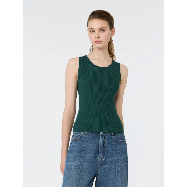Max Mara Taro Sleeveless Stretch Viscose Top in Green | Sweaters | Coveti