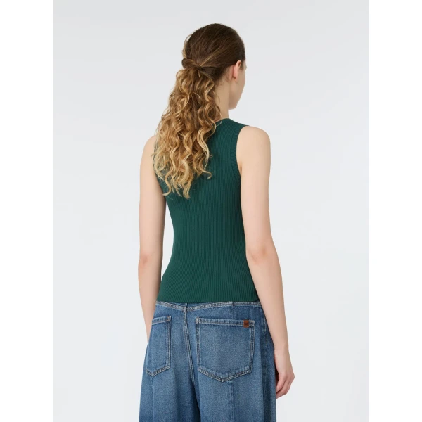Max Mara Taro Sleeveless Stretch Viscose Top in Green | Sweaters | Coveti