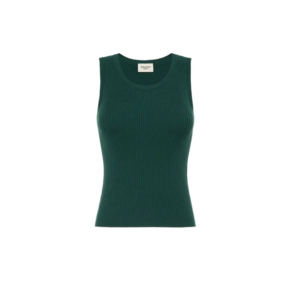 Max Mara Taro Sleeveless Stretch Viscose Top in Green | Sweaters | Coveti