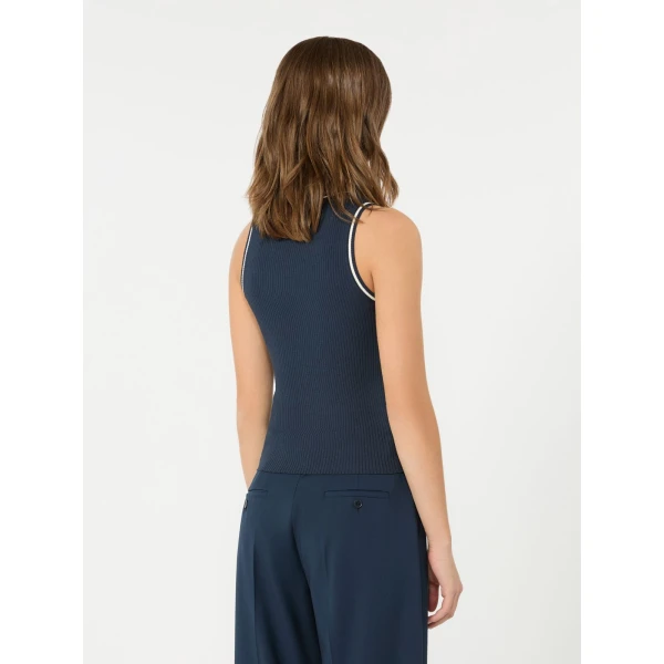 Max Mara Taro Sleeveless Stretch Viscose Top in Navy | Sweaters | Coveti