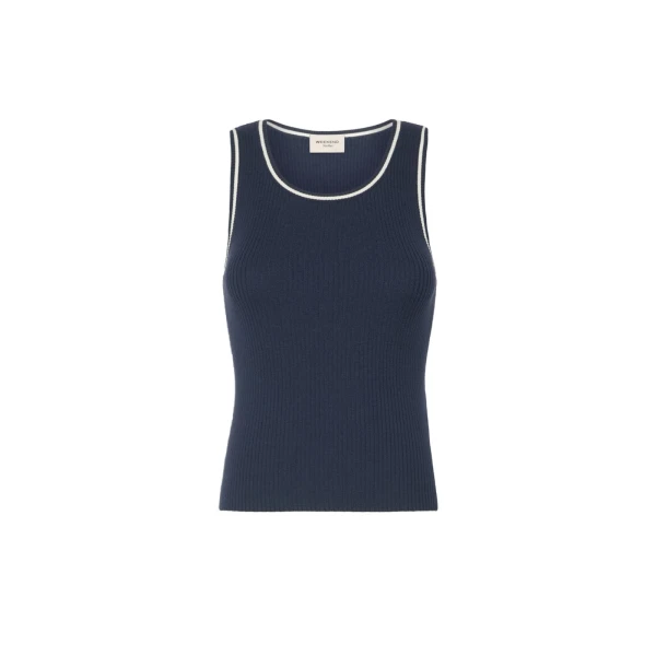 Taro Sleeveless Stretch Viscose Top in Navy