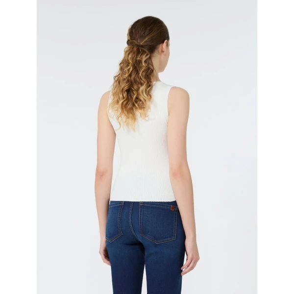Max Mara Taro Sleeveless Stretch Viscose Top in White | Sweaters | Coveti