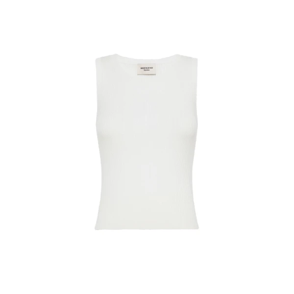 Max Mara Taro Sleeveless Stretch Viscose Top in White | Sweaters | Coveti