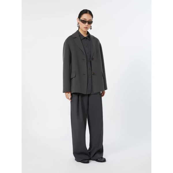 Max Mara Taro Wool Palazzo Trousers in Dark Grey | Wide leg pants | Coveti