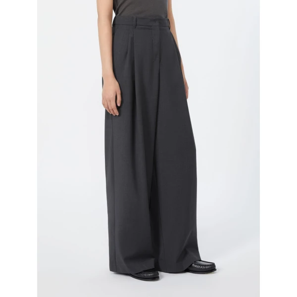 Max Mara Taro Wool Palazzo Trousers in Dark Grey | Wide leg pants | Coveti