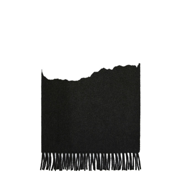 Max Mara Tartan Camel Logo Stole in Black | Scarves | Coveti