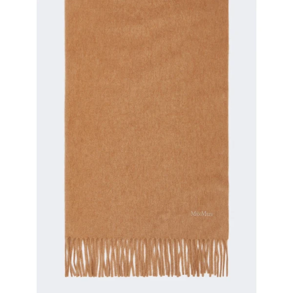 Max Mara Tartan Camel Logo Stole in Camel | Scarves | Coveti