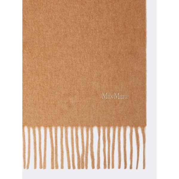 Max Mara Tartan Camel Logo Stole in Camel | Scarves | Coveti