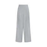 Max Mara Tartufo Wool Cloth Wide-Leg Trousers in Light Grey | Wide leg pants | Coveti