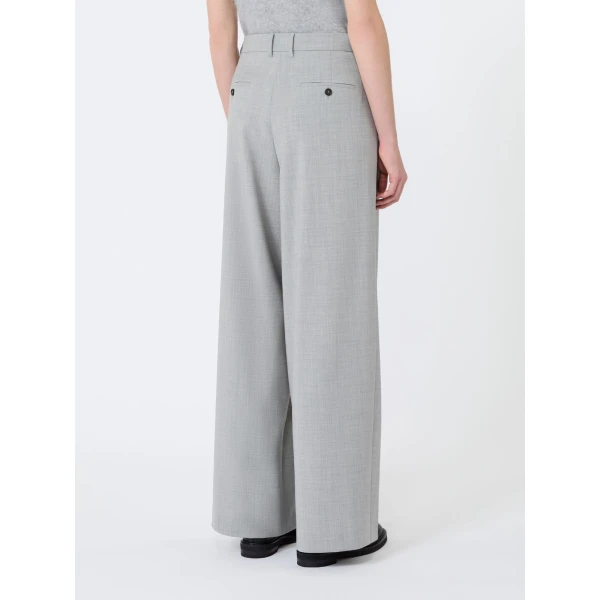 Max Mara Tartufo Wool Cloth Wide-Leg Trousers in Light Grey | Wide leg pants | Coveti