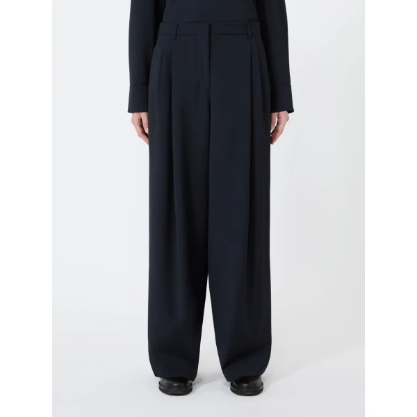 Max Mara Tartufo Wool Cloth Wide-Leg Trousers in Ultramarine | Wide leg pants | Coveti