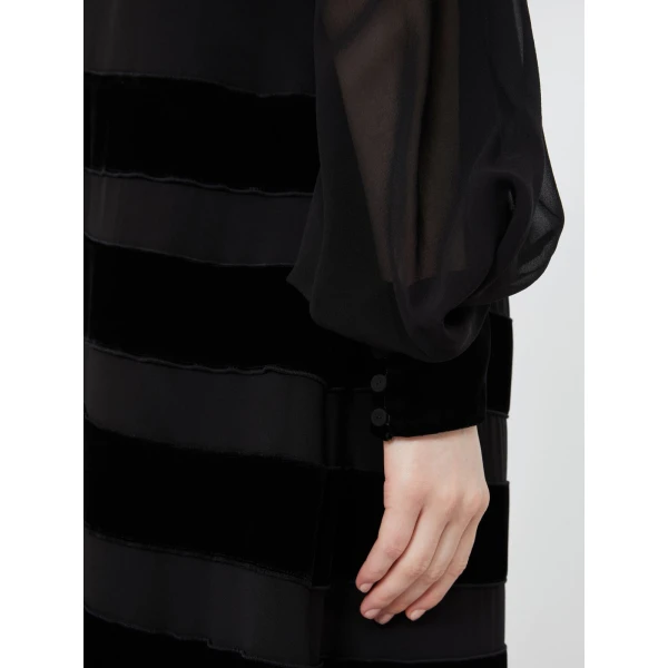 Max Mara Tasca Long Silk Georgette Dress in Black | Maxi Dresses | Coveti