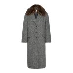 Max Mara Tasca Midi Wool Tweed Coat in Black and White | Wool Coat | Coveti