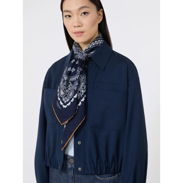 Max Mara Tauro Wool Cashmere and Silk Scarf in Ultramarine | Scarves | Coveti