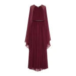 Max Mara Taverna Silk Chiffon Dress in Bordeaux | Maxi Dresses | Coveti