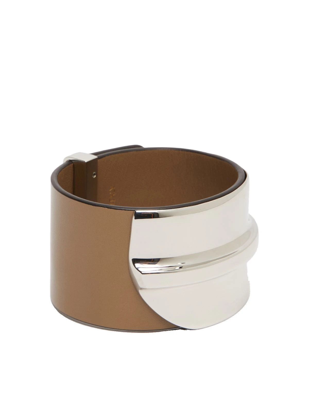 Max Mara Tavola Leather and Metal Wide Cuff in Mud Max Mara Tavola Leather and Metal Wide Cuff in Mud | Bracelets | Coveti