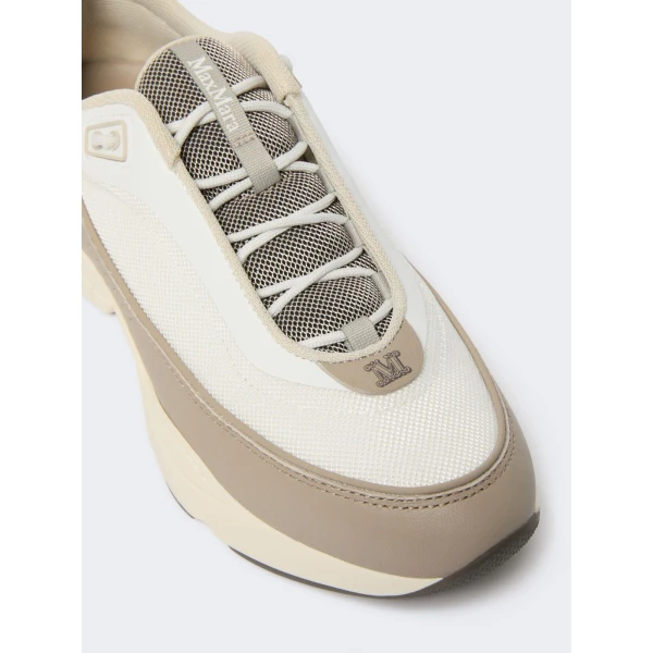 Max Mara Technical Fabric Running Shoes in Beige | Sneakers | Coveti