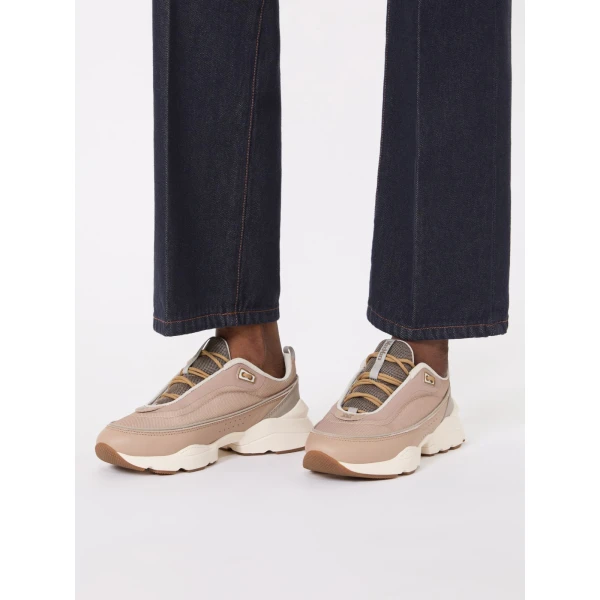 Max Mara Technical Fabric Running Shoes in Camel | Sneakers | Coveti