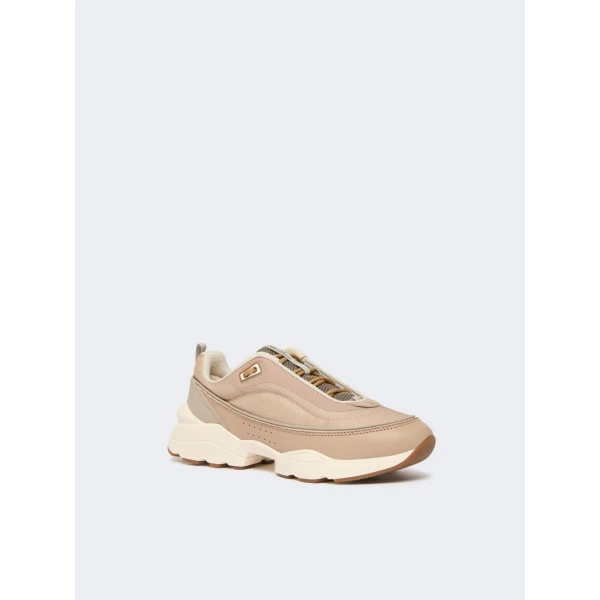 Max Mara Technical Fabric Running Shoes in Camel | Sneakers | Coveti