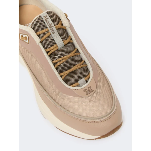 Max Mara Technical Fabric Running Shoes in Camel | Sneakers | Coveti