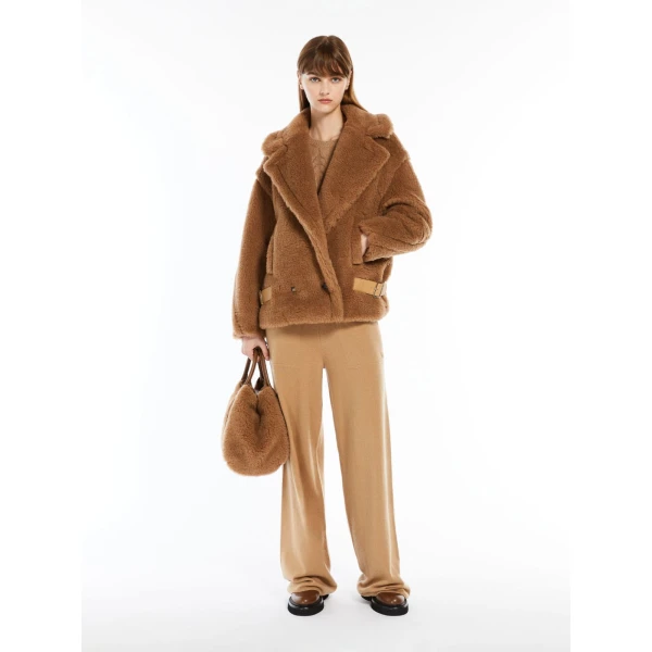 Max Mara Teddy Fabric Biker Jacket in Camel | Jackets | Coveti