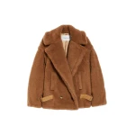 Max Mara Teddy Fabric Biker Jacket in Camel | Jackets | Coveti