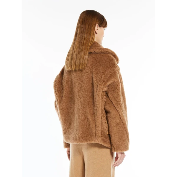 Max Mara Teddy Fabric Biker Jacket in Camel | Jackets | Coveti