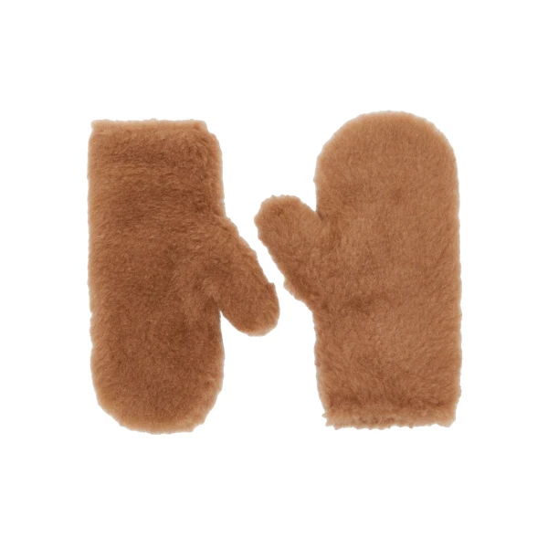 Teddy Fabric Mittens in Camel