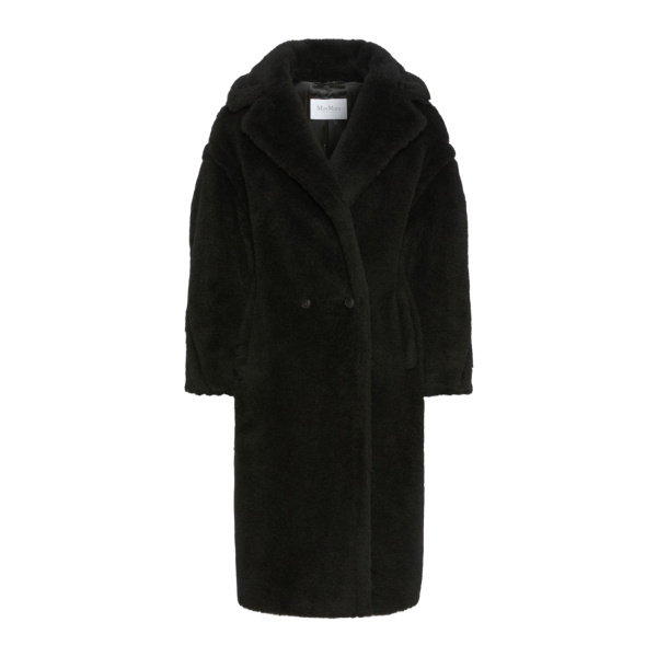 Max Mara Tedgirl Alpaca and Wool Teddy Bear Icon Coat in Black | Wool Coat | Coveti